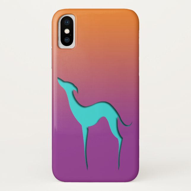 Coques Case-Mate iPhone Greyhound Whippet chien Bleu orange violet Ombre (Dos)