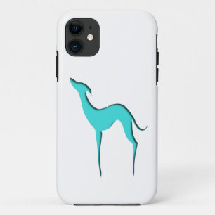 Coque iPhone 11 Greyhound Whippet chien élégante silhouette turquo