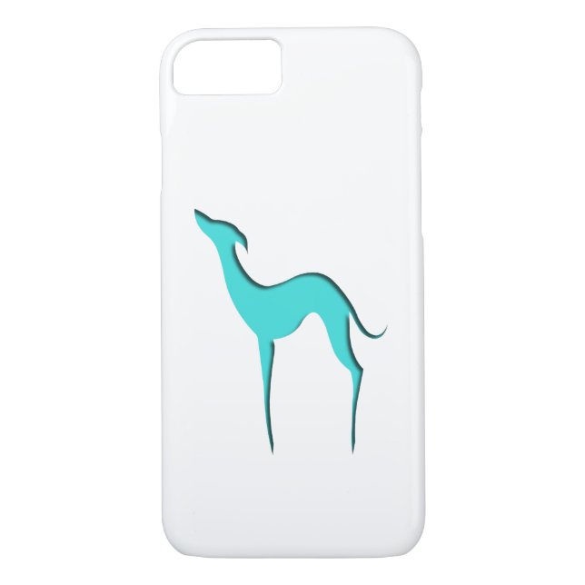 Coques Case-Mate iPhone Greyhound Whippet élégante silhouette turquoise (Dos)