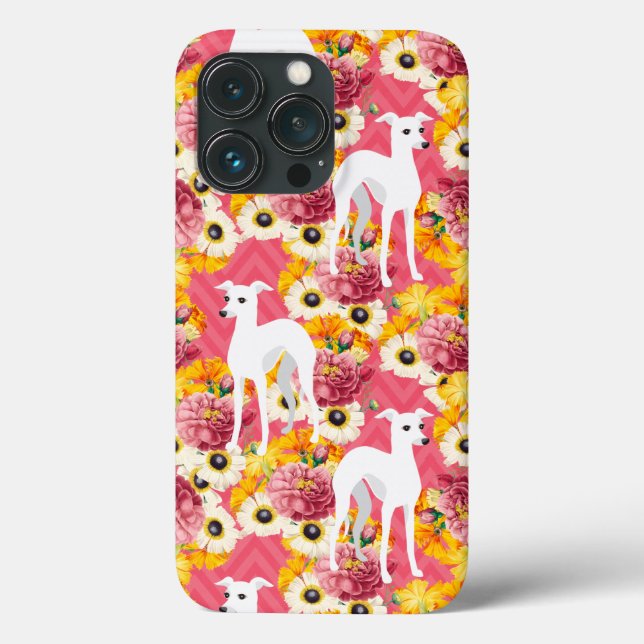 Coques Case-Mate iPhone Greyhounds ou Whippets italiens avec Fleurs Coque- (Verso)