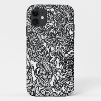 Coque iPhone 11 Griffonnage de fleur