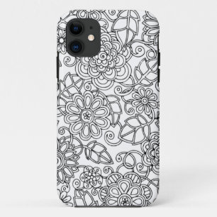 Coque iPhone 11 Griffonnage floral ethnique