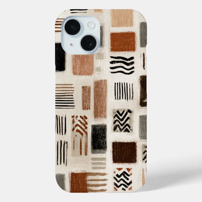Coques Case-Mate iPhone Grille Abstraite Bohème Terreuse - Texture Dessiné (Verso)