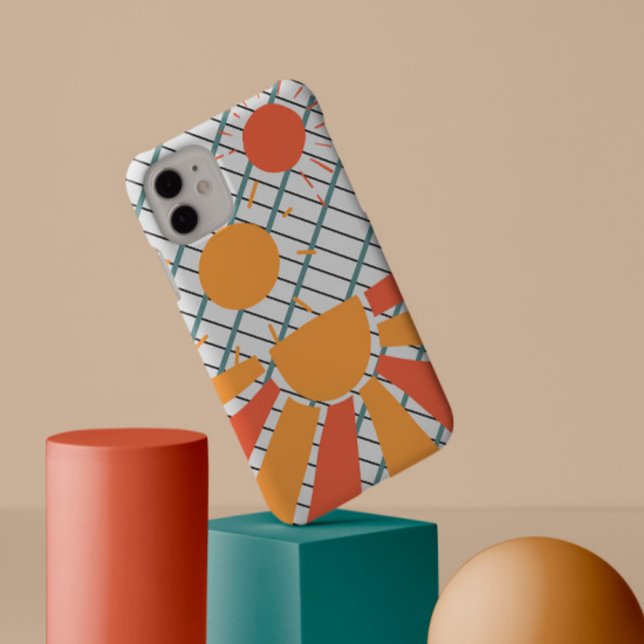 Coques Case-Mate iPhone grille blanche et noire Retro rouge orange Coucher (Créateur téléchargé)