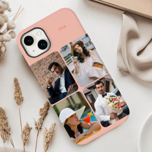 Coque Case-Mate iPhone Grille de 4 photos Nom ou Initiales Orange