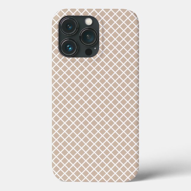Coques Case-Mate iPhone Grille diamant blanc plaid moderne beige motif iPh (Verso)