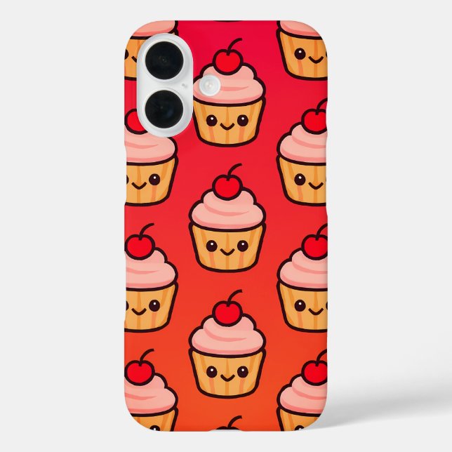 Coques Case-Mate iPhone Grille Kawaii Cupcake avec visages souriants et ce (Verso)