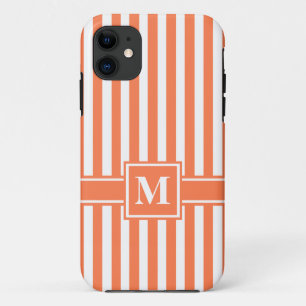 Coque Case-Mate Pour iPhone Grille moderne corail avec Monogramme