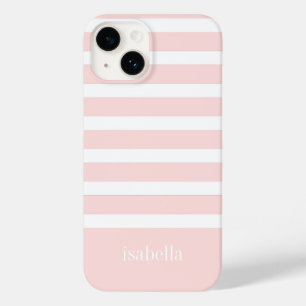 Coque Case-Mate iPhone Grille rose et blanche moderne avec Monogramme