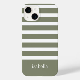 Coque Case-Mate iPhone Grille verte et blanche moderne avec Monogramme