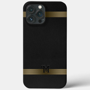 Case-Mate iPhone Case Grilles d'or en cuir Vintage noir