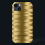 Case-Mate iPhone Case Grilles Zébrées Monographiées Métalliques Or Wavy<br><div class="desc">Motif à rayures de zèbre métallique or. monogramme personnalisé et optionnel.</div>