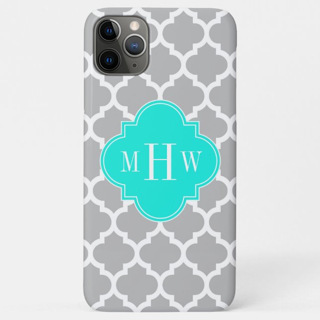 Coques Case-Mate iPhone Gris Blanc Marocain #5 Brt Aqua 3 Monogramme initi (Dos)