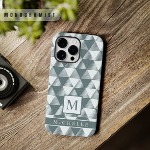 Coque Case-Mate iPhone Gris blanc personnalisé triangle bandes géométriqu