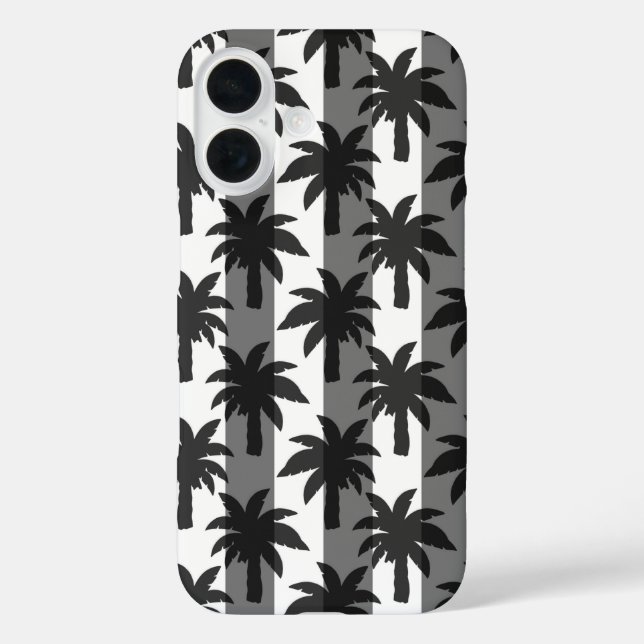 Coques Case-Mate iPhone Gris Blanc Tropical Palmiers Stripes Design (Verso)
