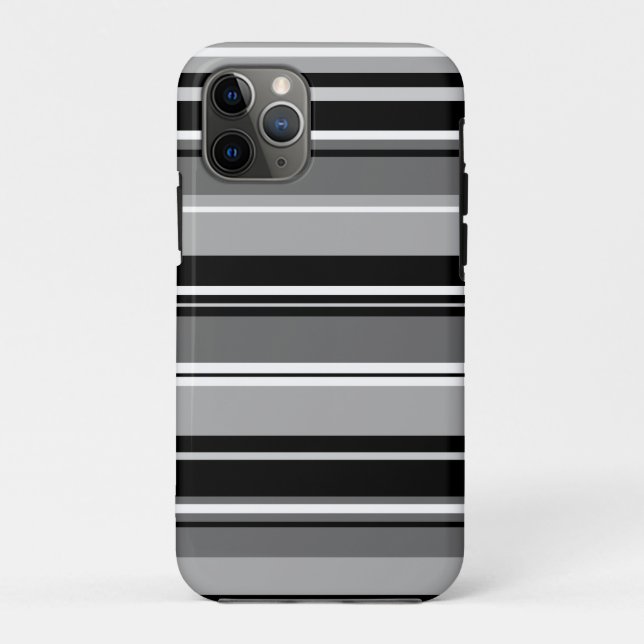 Coques Case-Mate iPhone Gris blancs noirs Motif à rayures mixtes (Dos)