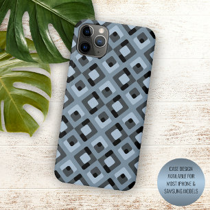 Coque Case-Mate iPhone Gris Bleu Ardoise Noir Motif Carrés Midcentury