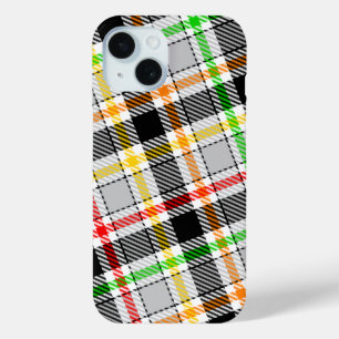 Coque Case-Mate iPhone Gris cendré noir flanelle carreaux tartan multicol