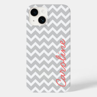 Coque Case-Mate iPhone Gris Chevron Personnalisé Monogramme Personnalisé