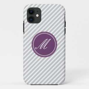 Coques Pour iPhone Gris et blanc rayures avec Monogramme iPhone 5 Coq