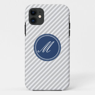 Coques Pour iPhone Gris et blanc rayures avec Monogramme iPhone 5 Coq