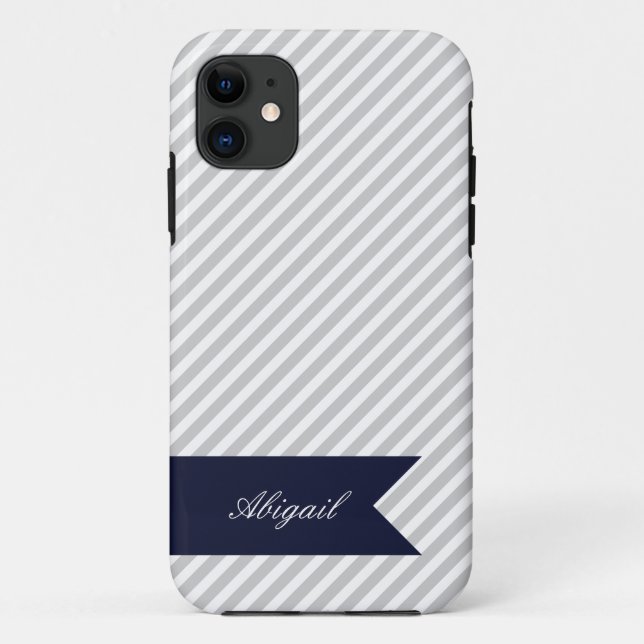 Coques Case-Mate iPhone Gris et blanc rayures avec Monogramme iPhone 5 Coq (Dos)