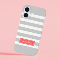 Gris et corail - Gris et bandes de preppy Monogram