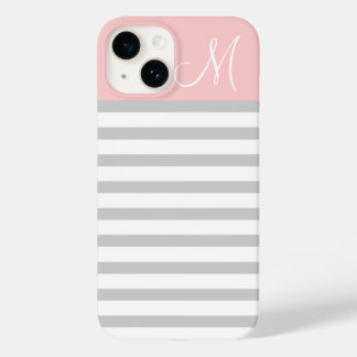 Coque Case-Mate iPhone Gris et rose pointes de preppy Monogramme