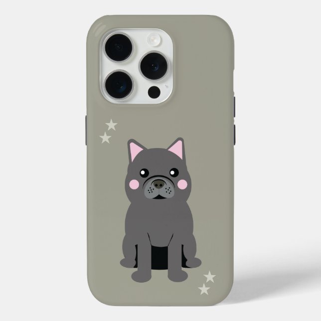 Coques Case-Mate iPhone Gris Jolies Joues Bouledogue Français (Verso)