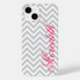 Coque Case-Mate iPhone Gris moderne Chevron rayures personnalisé Monogram