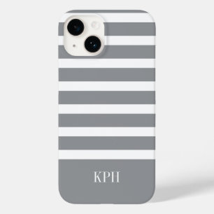Coque Case-Mate iPhone Gris moderne et Gris blanc avec Monogramme