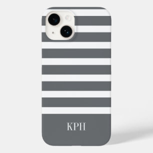Coque Case-Mate iPhone Gris moderne et Gris blanc avec Monogramme