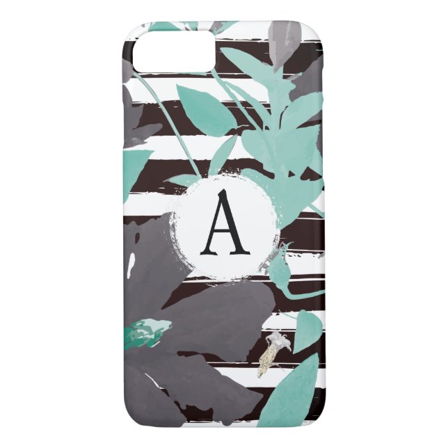 Coques Case-Mate iPhone Gris monogramme Gris Graine Faille (Dos)