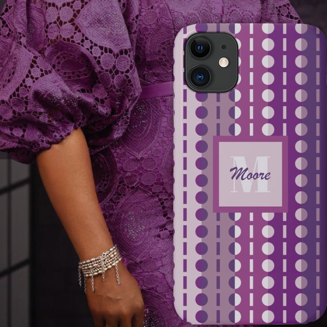 Coques Case-Mate iPhone Gris - Ombre violet clair à foncé (Pleated Stripes – Light to Dark Purple Ombre by Leapfroglisics Shop)