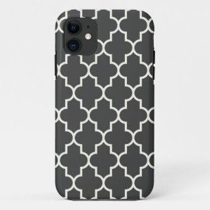 Coque iPhone 11 Gris Quatrefoil de graphite
