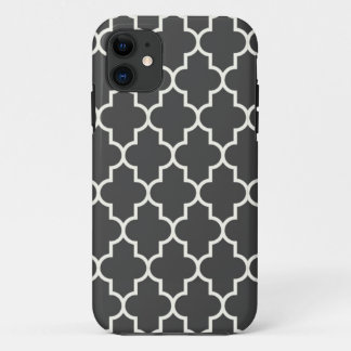 Coque iPhone 11 Gris Quatrefoil de graphite