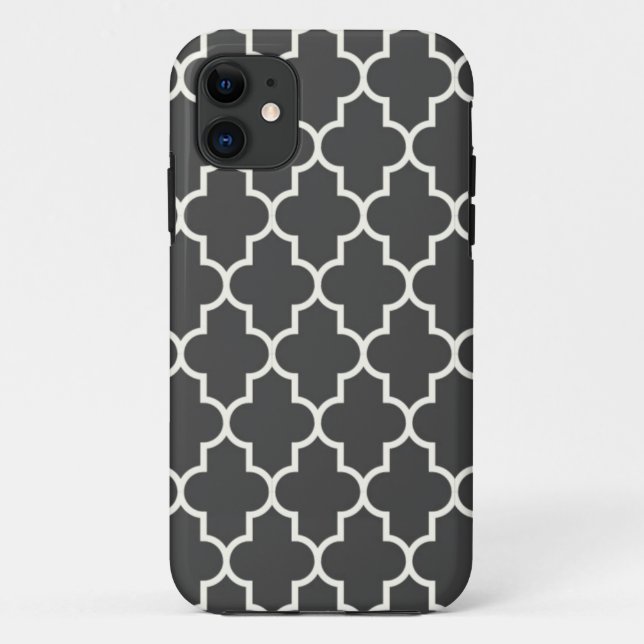 Coques Case-Mate iPhone Gris Quatrefoil de graphite (Dos)