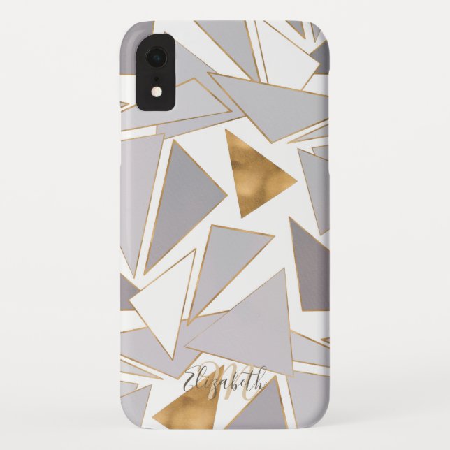Coques Case-Mate iPhone Gris Triangles Gris Gris Gris (Dos)