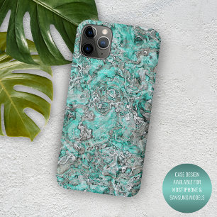 Case-Mate iPhone Case Gris Turquoise Monnaie Vert Minéraux Agences Motif