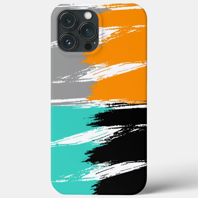 Coques Case-Mate iPhone Gris Turquoise Noir Orange Pinceau (Verso)