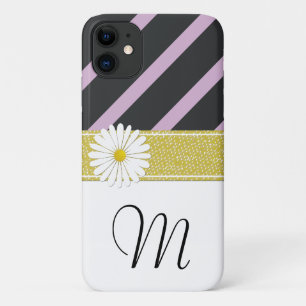 Coque Case-Mate iPhone Gris Violets, Motif rayé, Lignes, Monogramme