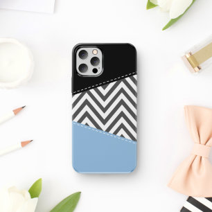 Case-Mate iPhone Case Gris Zigzag, Gris Chevron, Motif Zigzag, Bleu