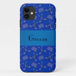 Coques Pour iPhone Groom cadeaux motif de hockey bleu