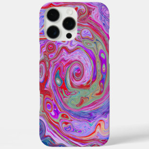 Coque iPhone 16 Pro Max Groovy Abstrait Rétro Rouge, Violet et Rose Tourbi