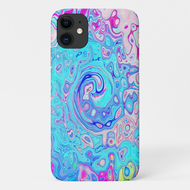 Coques Case-Mate iPhone Groovy Abstrait Rétro Tourbillon Bleu Œuf de Robin (Dos)