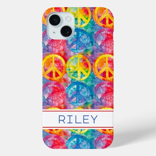 Coques Case-Mate iPhone Groovy Retro Hippie Peace Sign Personalized (Verso)