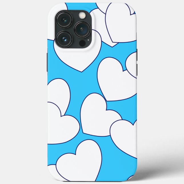 Coques Case-Mate iPhone Gros Coeurs Blancs Sur Beau Bleu (Verso)