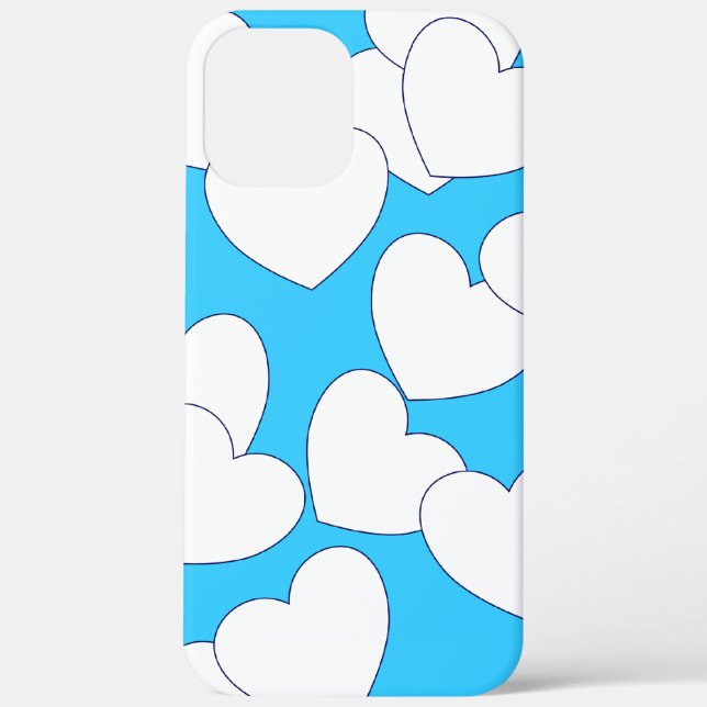Coques Case-Mate iPhone Gros Coeurs Blancs Sur Bleu Lumière (Verso)