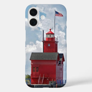 Coque Pour iPhone 16 Gros Phare Rouge Dans Le Michigan