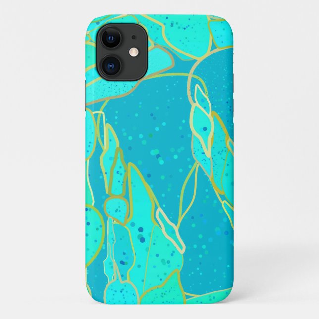 Coques Case-Mate iPhone "Grotte marine" abstrait - turquoise, bleu, or (Dos)
